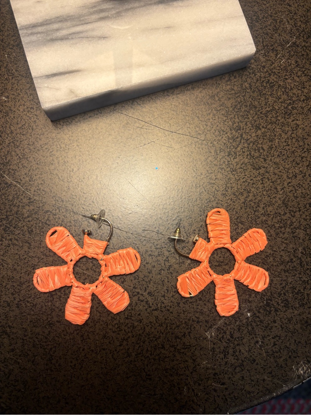 Free people raffia orange floral earrings